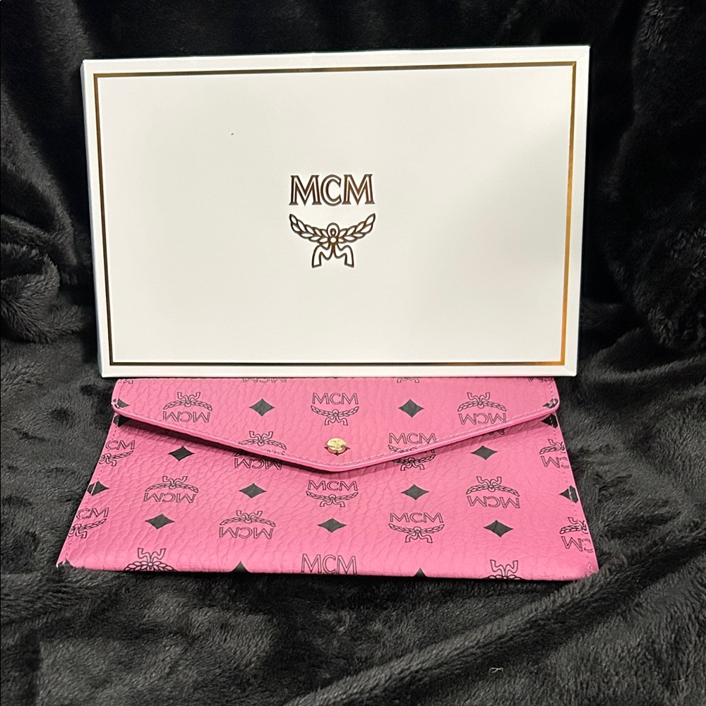 MCM Vibrant Pink Logo Clutch